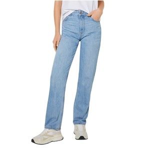 New BERSHKA Womens Blue Jeans Straight Fit High Rise Denim Pants Size US 4/EU 36